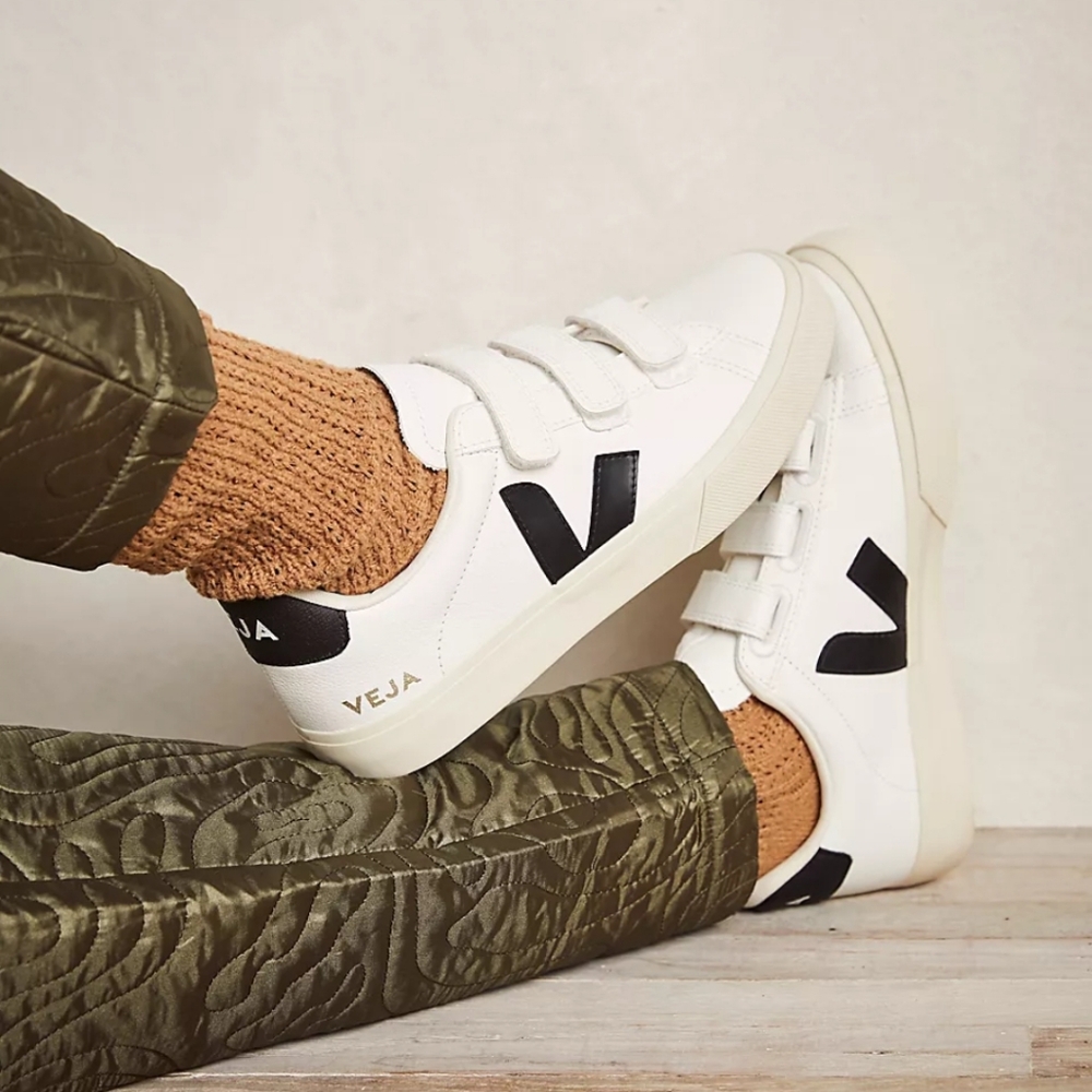 Veja Velcro Sneakers in White and Black